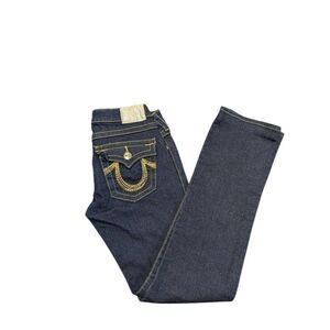 NWT True Religion Billy Straight Gold Foil Flap Pocket Jeans Women's Size 27